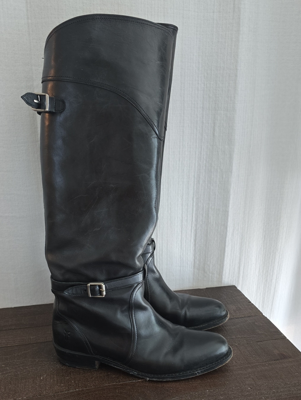 Frye Black Leather Tall Riding Boots for Women
